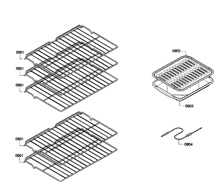 Shelfs Diagram and Parts List for HBL5650UC 05 Bosch Wall Oven