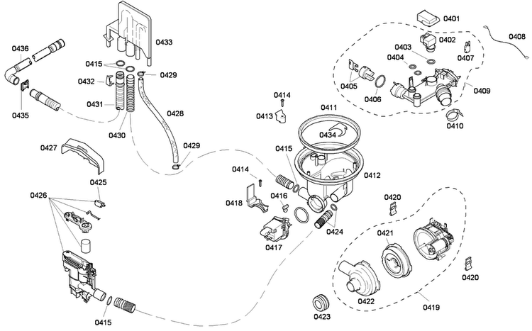 Pump Diagram and Parts List for SHE43F05UC 50 Bosch Dishwasher