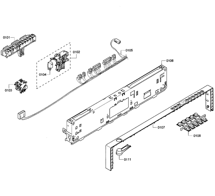 Control Panel Diagram and Parts List for SHX68R56UC 69 Bosch Dishwasher