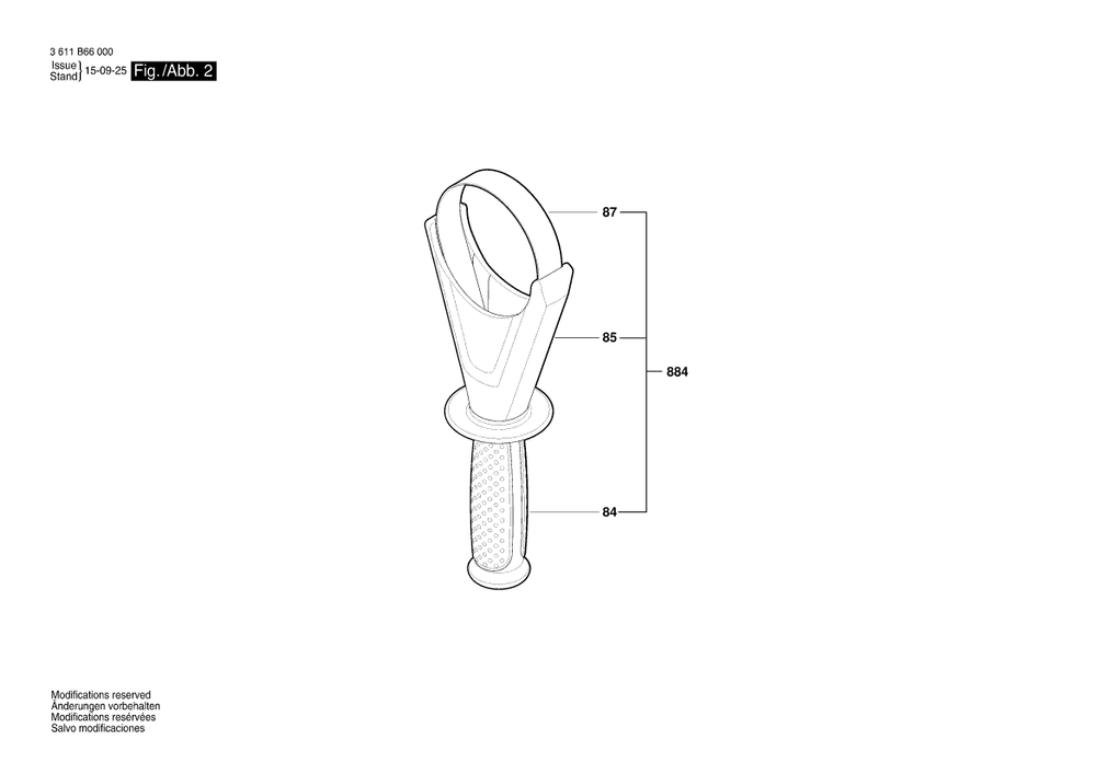 Diagram 2 Diagram and Parts List for GBH12-52DV 3 611 B66 090 Bosch Hammer Drill