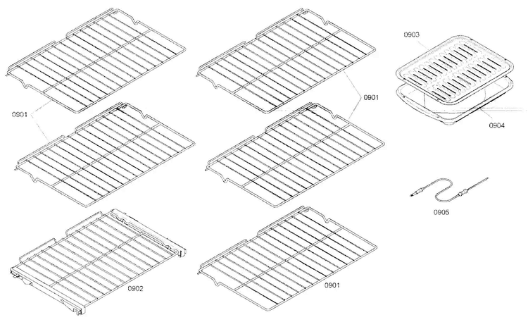 Shelfs Diagram and Parts List for MED302EB01  Thermador Wall Oven