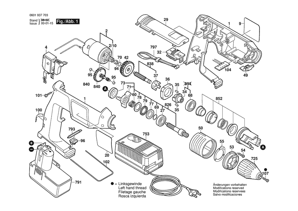 Section 1 Diagram and Parts List for 06019377A3  Bosch Impact Driver