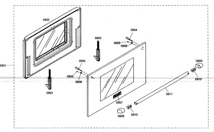Door Assy Diagram and Parts List for PRG364EDH01  Thermador Range