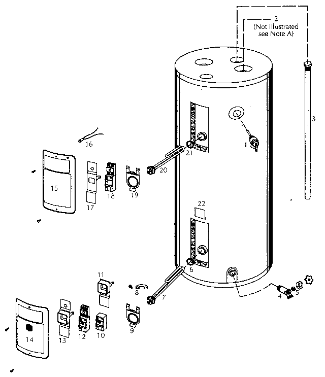 Replacement Parts Diagram and Parts List for 153325650  Kenmore Water Heater