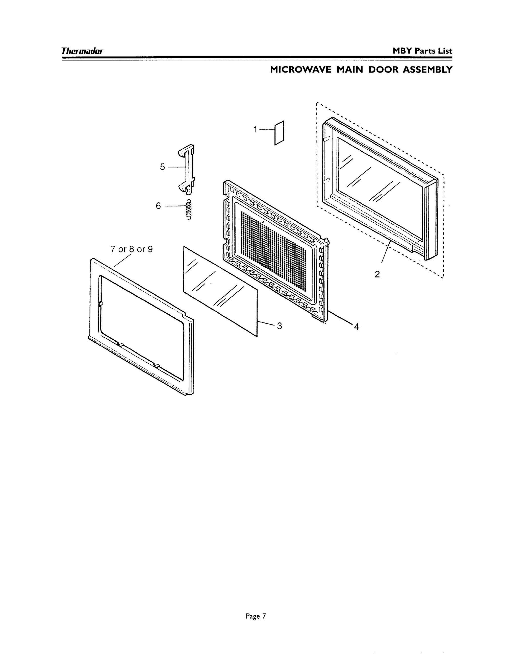 06 - MICROWAVE MAIN DOOR ASSEMBLY Diagram and Parts List for MT30B  Bosch Microwave