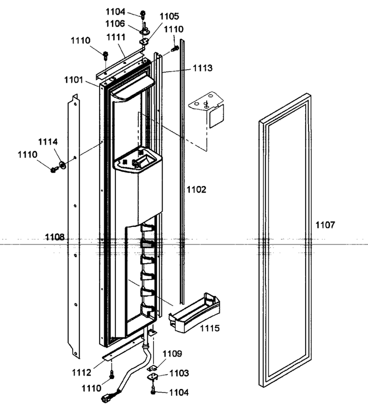 Door Assy 2 Diagram and Parts List for KBUDT4275E 01 Thermador Refrigerator