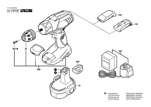 Bosch 2866 (F012286600) Diagram and Parts List for 2866 F012286600 Bosch Cordless Drill