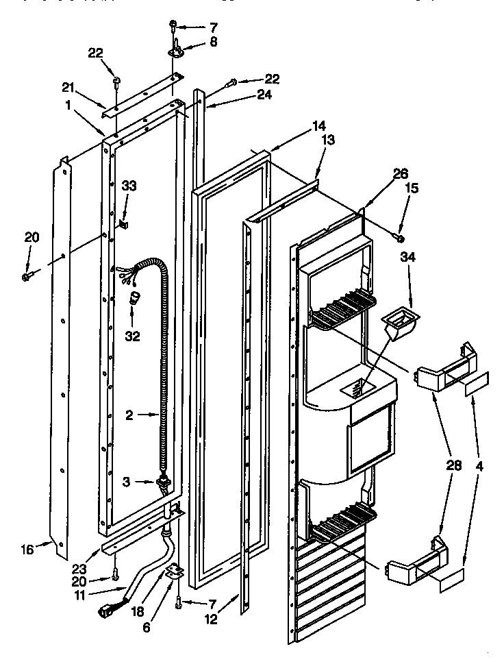 Freezer Door Diagram and Parts List for TSS42QBW00  Thermador Refrigerator