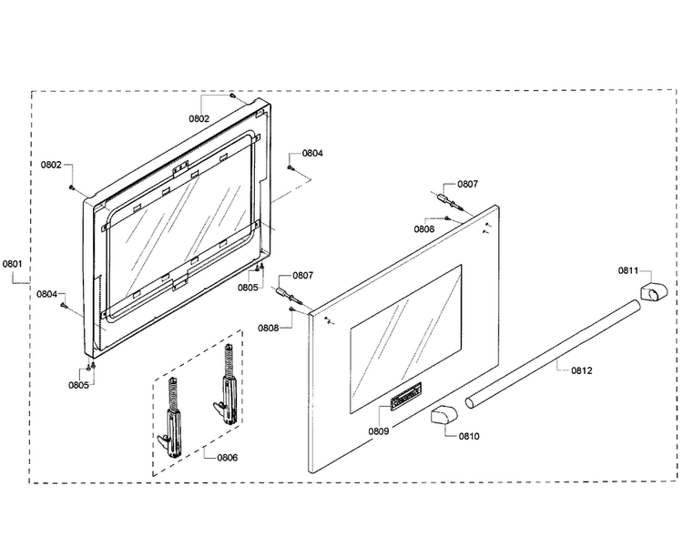 Door Assy Diagram and Parts List for PRD304GHC 05 Thermador Range