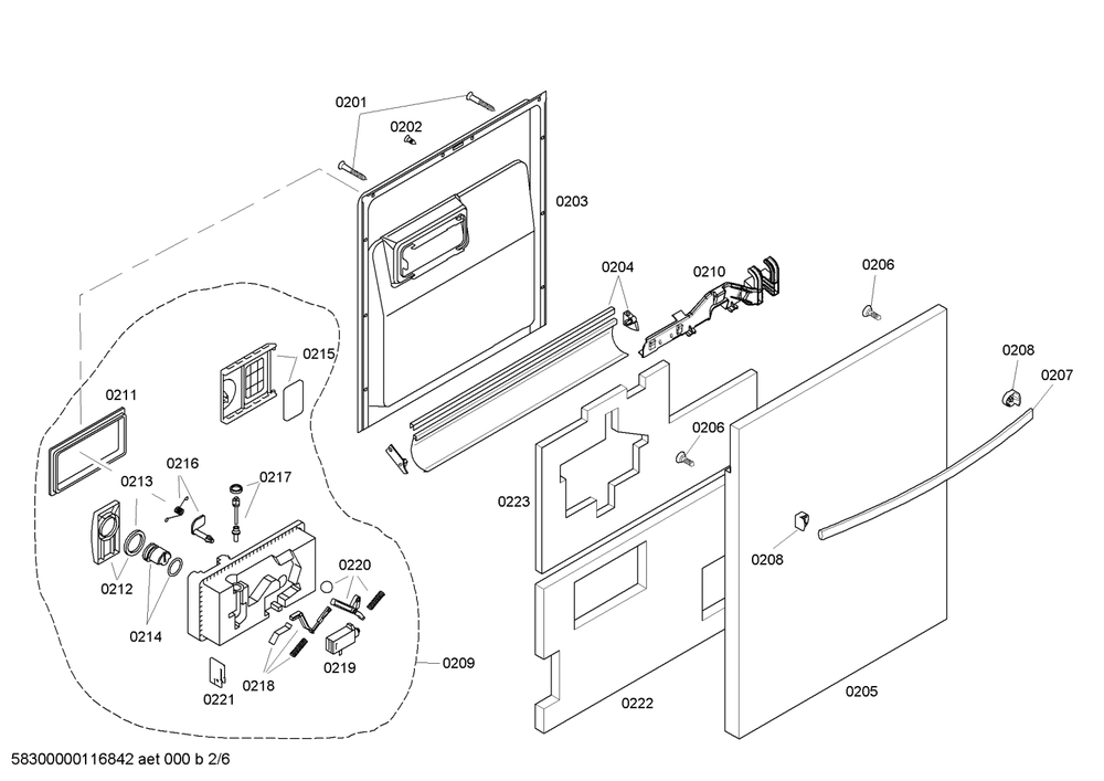 Diagram 2 Diagram and Parts List for SHX46B05UC-21  Bosch Dishwasher