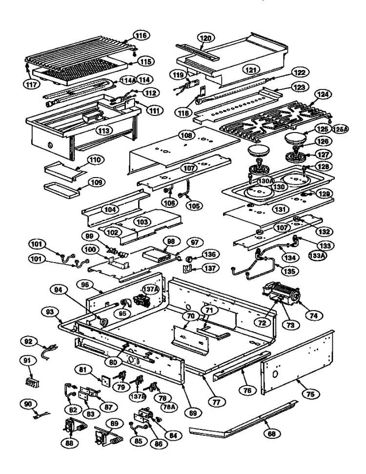 Page 13 Diagram and Parts List for PRSE486GDS  Thermador Range