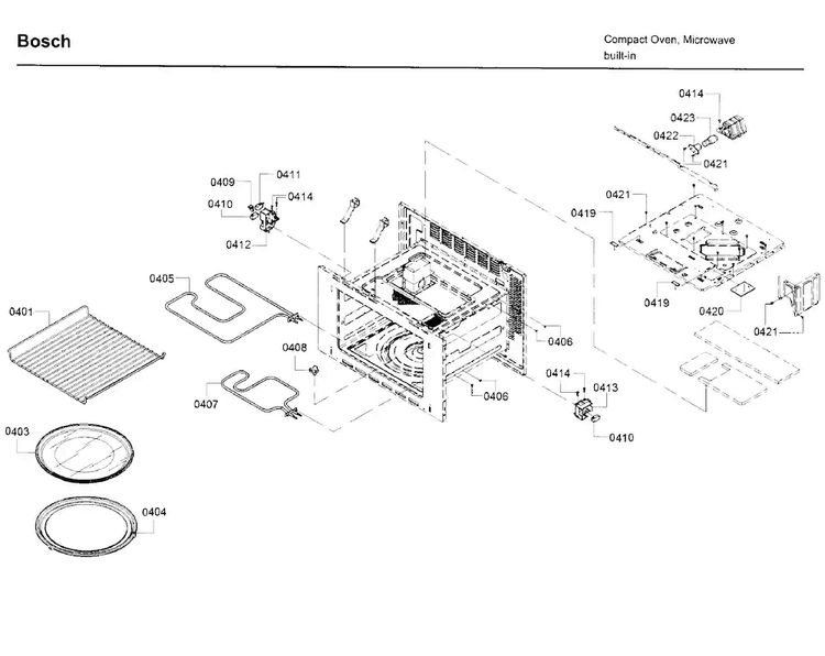 Cavity Diagram and Parts List for HMC80152UC 01 Bosch Microwave