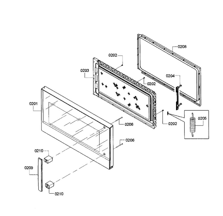 Door Diagram and Parts List for HMV5052U 02 Bosch Microwave