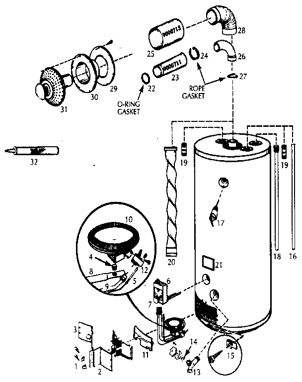 Replacement Parts Diagram and Parts List for 153333612  Kenmore Water Heater
