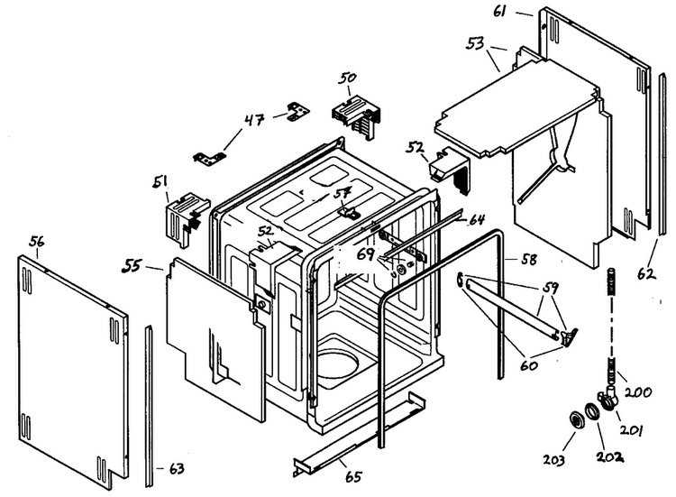 Cabinet Assy Diagram and Parts List for SHU6805UC 14 Bosch Dishwasher