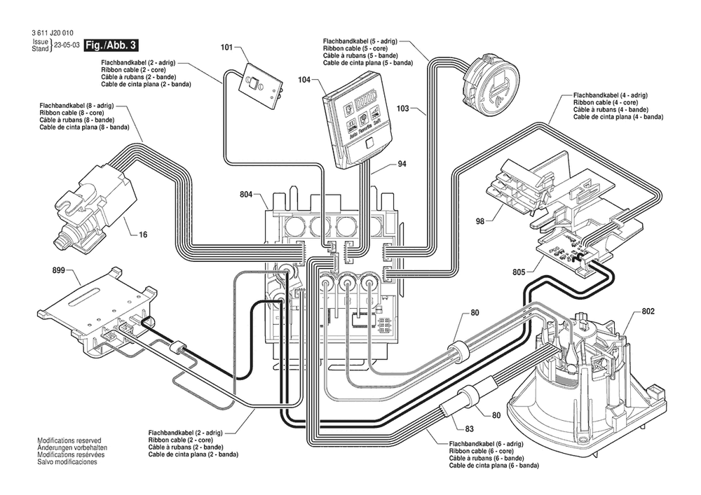 Section 3 Diagram and Parts List for 3611J20010  Bosch Hammer Drill