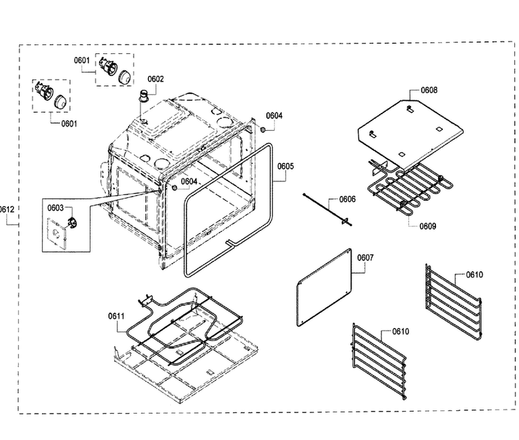 Cavity 2 Diagram and Parts List for HBN5620UC 01 Bosch Wall Oven
