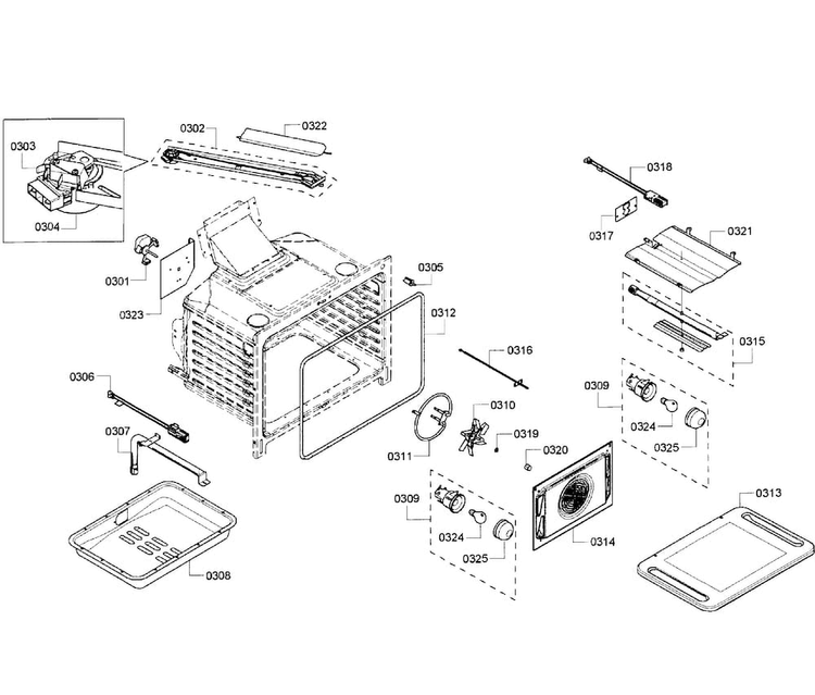 Oven Assy Diagram and Parts List for HGS7052UC 08 Bosch Range