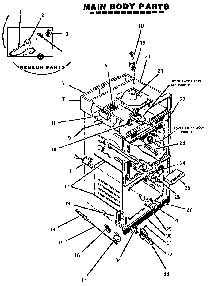 Main Body Diagram and Parts List for MSC224WC  Thermador Range