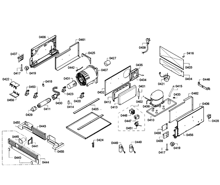 Compressor Diagram and Parts List for T24ID80NLP 45 Thermador Freezer