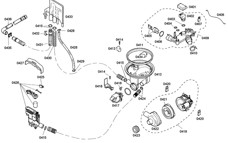 Pump Diagram and Parts List for SHE33M06UC 50 Bosch Dishwasher