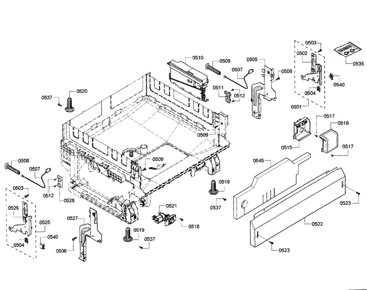 Base Assy Diagram and Parts List for SHX3AR72UC 07 Bosch Dishwasher