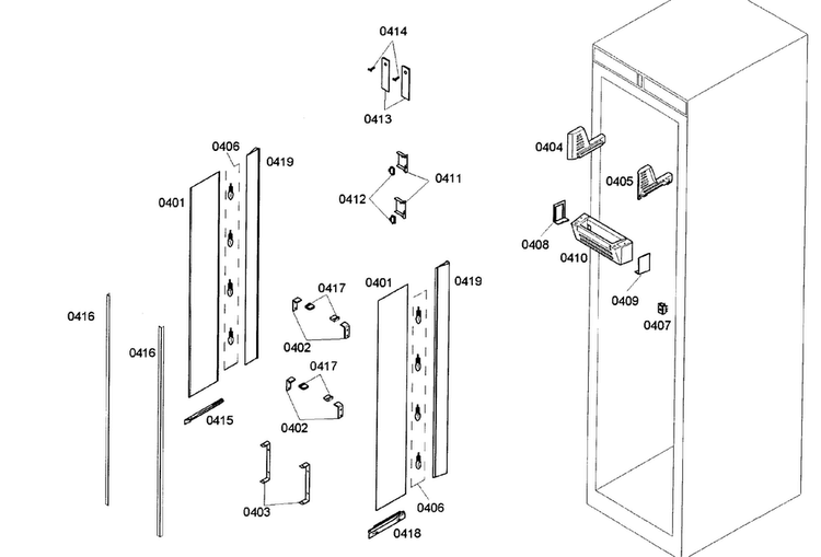 Lighting Diagram and Parts List for T24IR70NSP 40 Thermador Refrigerator