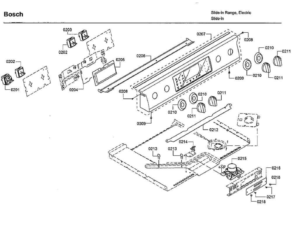 Control Diagram and Parts List for HEIP054U 06 Bosch Range
