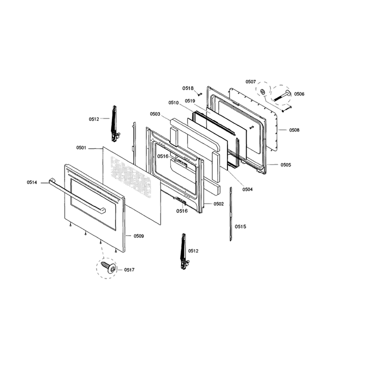 Door Diagram and Parts List for HGS3053UC 02 Bosch Range