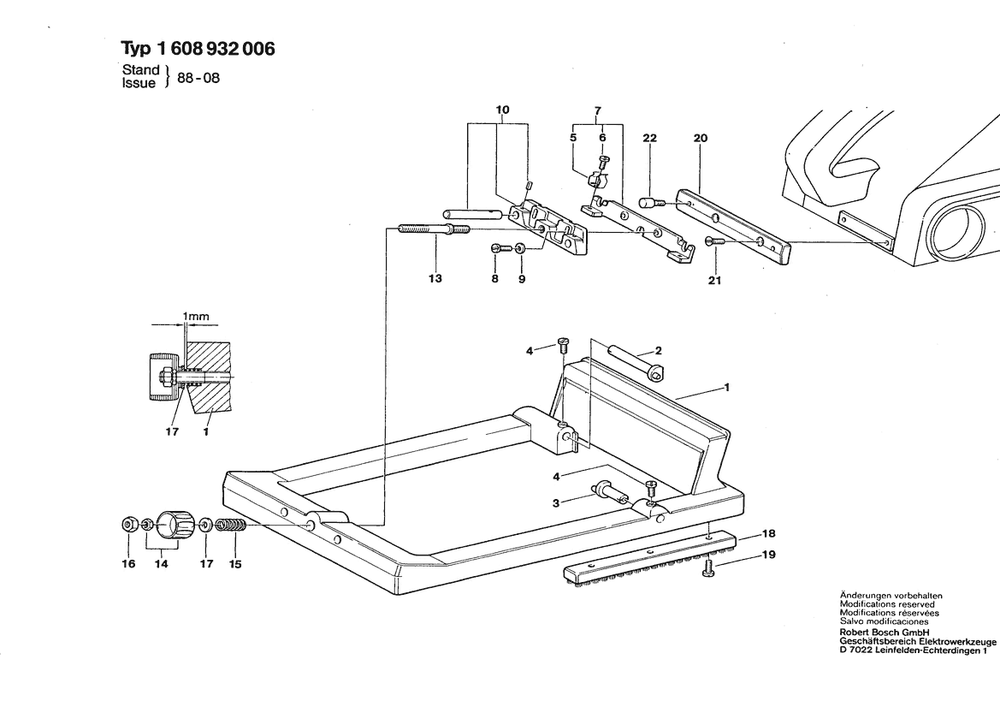 Section 1 Diagram and Parts List for GBS100SCHLRA 1608932006 Bosch Miscellaneous