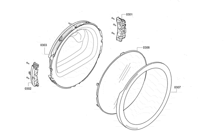 Door Assy Diagram and Parts List for WTB86202UC 01 Bosch Dryer