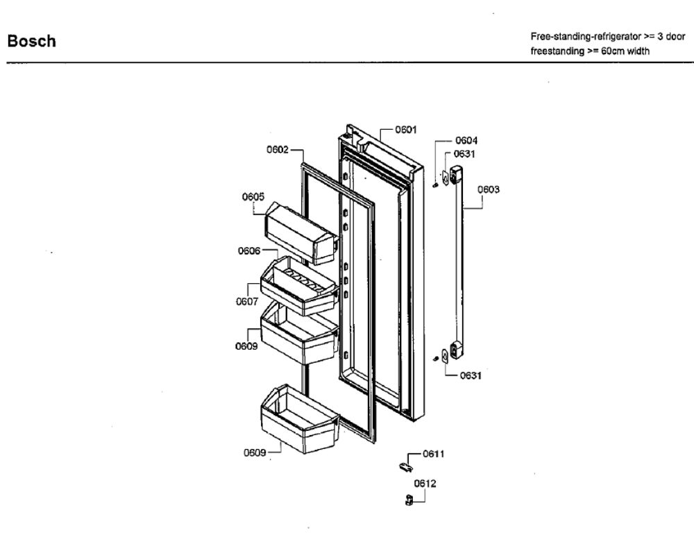 Door 2 Diagram and Parts List for B26FT80SNS 06 Bosch Refrigerator