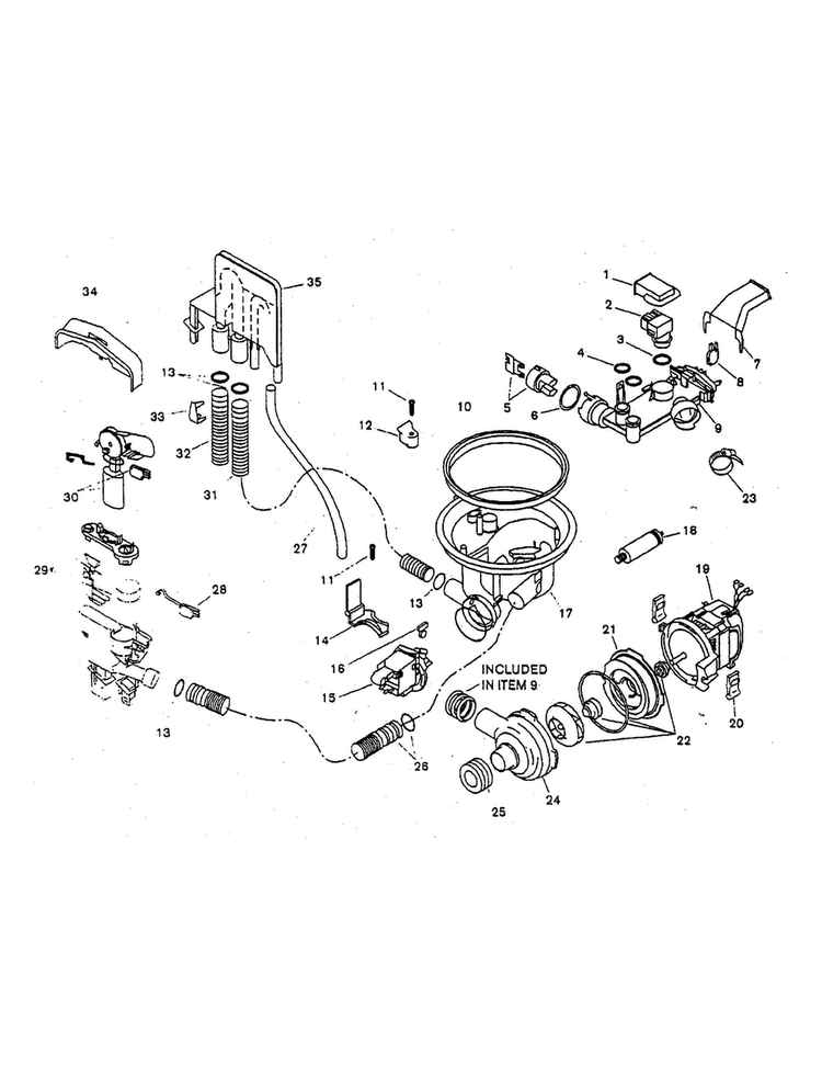 Water System Diagram and Parts List for SHU3326UC 12 Bosch Dishwasher