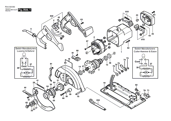 Bosch 5350 (F012535000) Diagram and Parts List for 5350 F012535000 Bosch Circular Saw