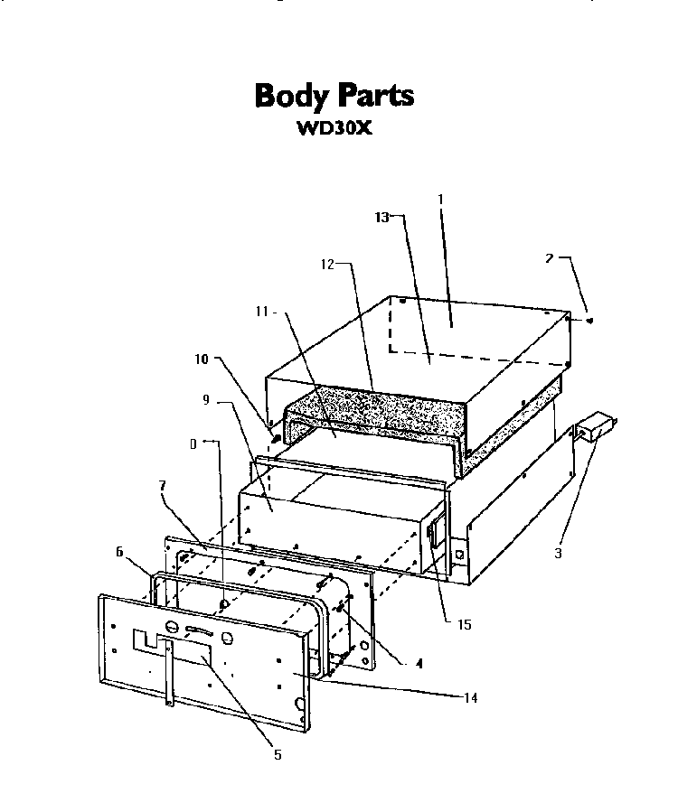 Body Diagram and Parts List for WD30XP  Thermador Warming Drawer