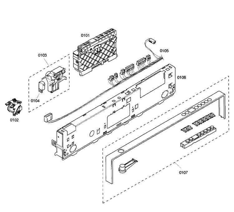 Control Panel Diagram and Parts List for SHX57C05UC 38 Bosch Dishwasher