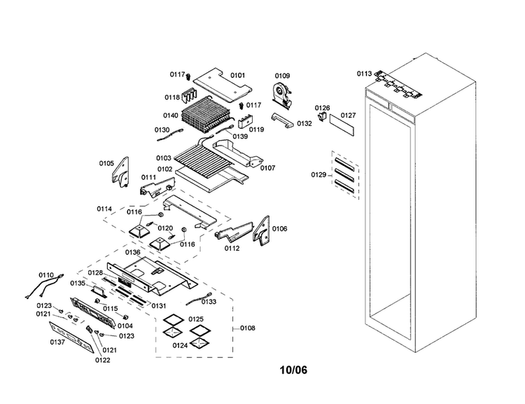 Cabinet Diagram and Parts List for T24IR70PSS-01  Thermador Refrigerator