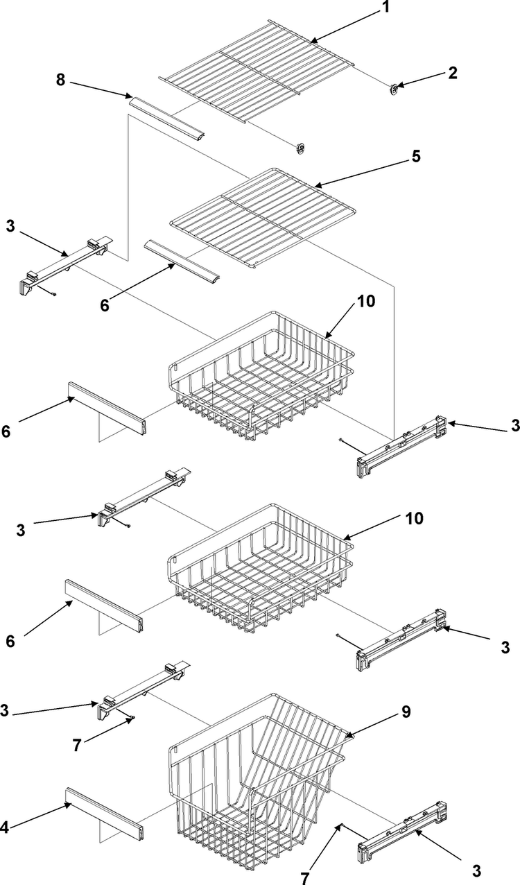 Fz Shelf Diagram and Parts List for RS4953000W0  Gaggenau Refrigerator