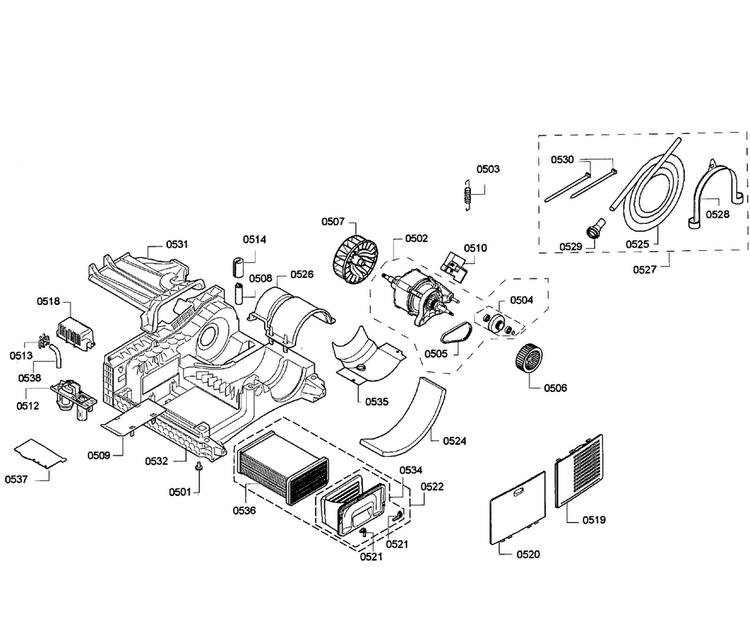 Motor Assy Diagram and Parts List for WTE86300US 10 Bosch Dryer