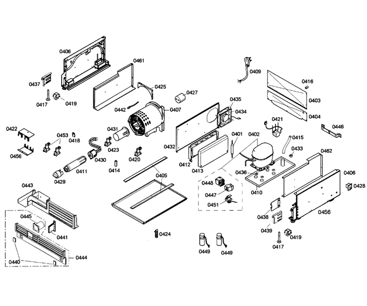 Compressor Diagram and Parts List for T24ID80NLP 38 Thermador Freezer