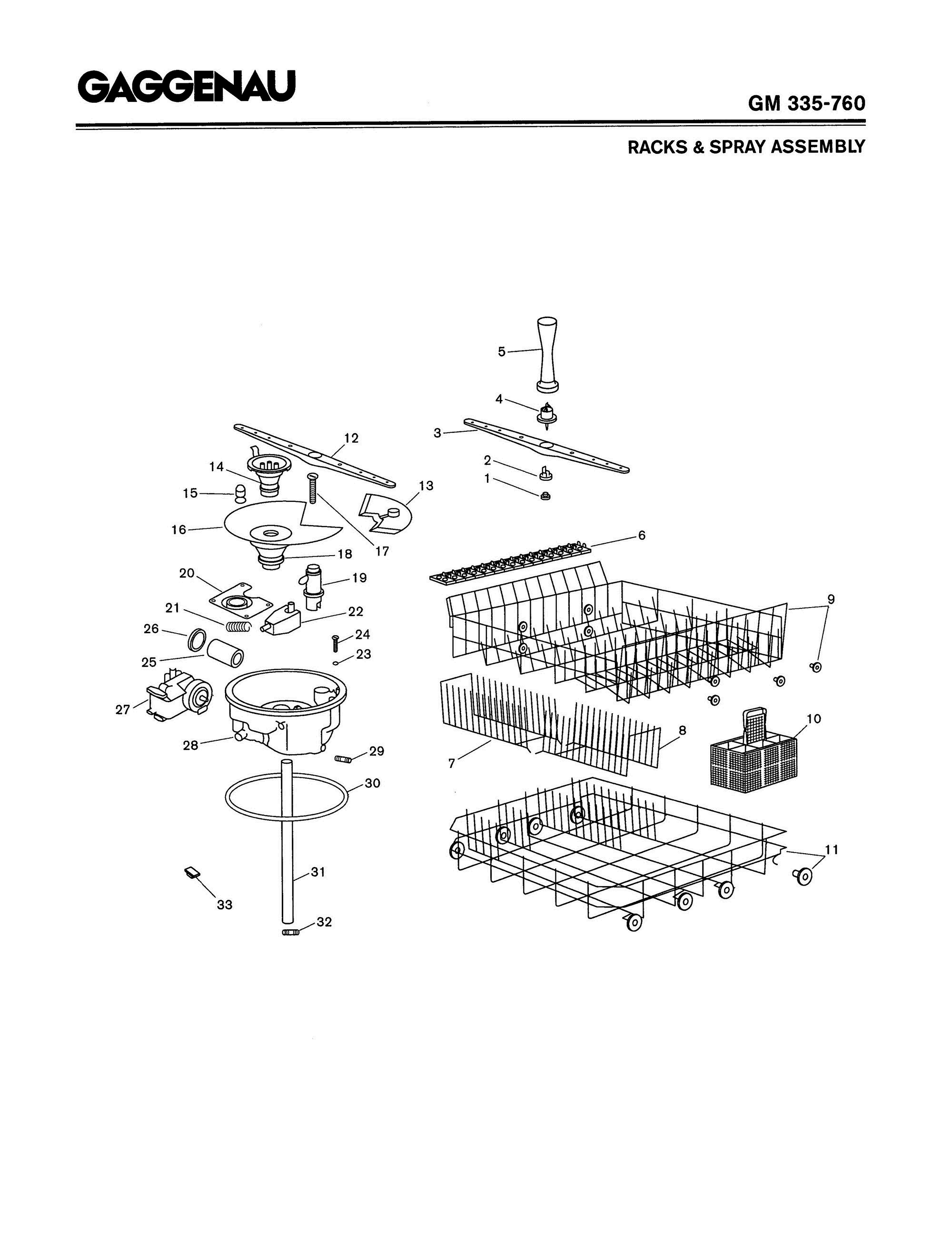04 - RACKS & SPRAY ASSEMBLY Diagram and Parts List for GM335-760  Bosch 