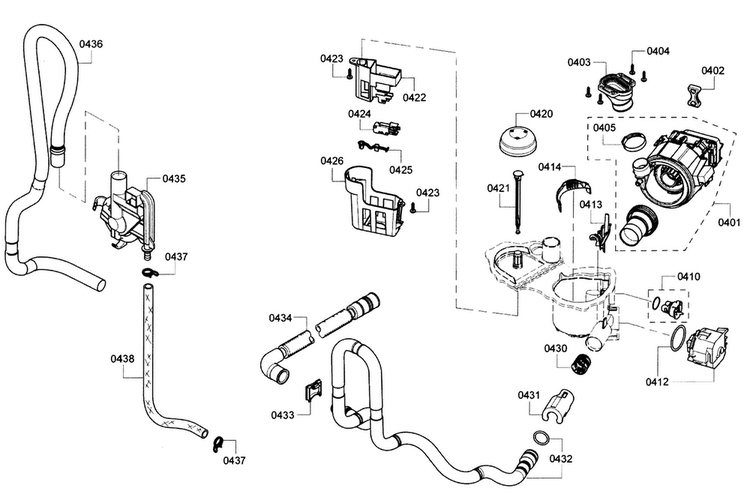 Pump Diagram and Parts List for SHE3ARF5UC 12 Bosch Dishwasher
