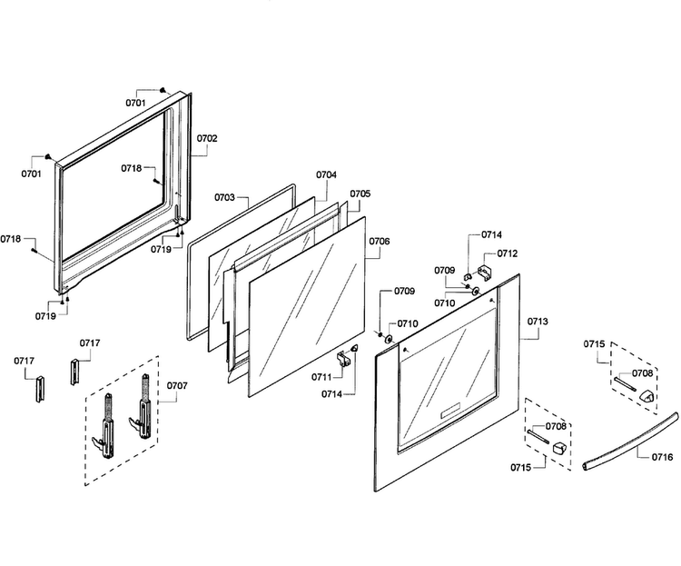 Door Assy Diagram and Parts List for HBN3550UC 09 Bosch Wall Oven