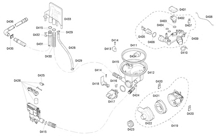 Pump Diagram and Parts List for SHE43P15UC 60 Bosch Dishwasher