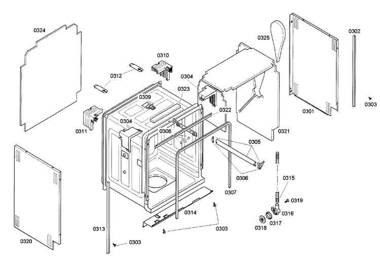 Cabinet Diagram and Parts List for DWHD94EP 50 Thermador Dishwasher