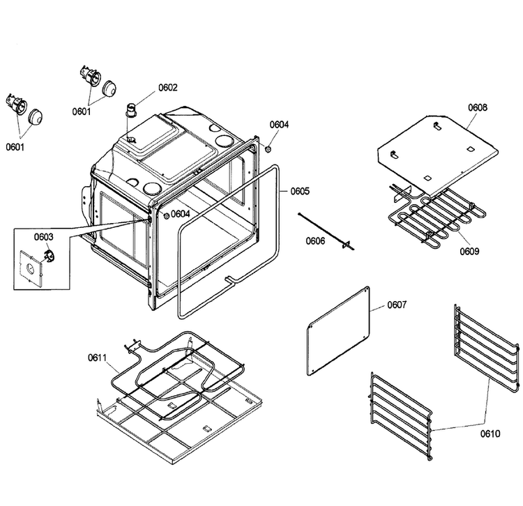 Oven Lower Diagram and Parts List for HBN5660UC 02 Bosch Wall Oven