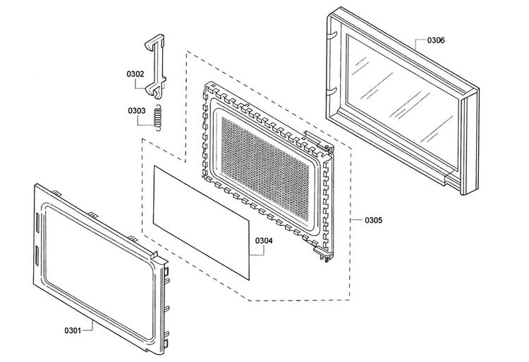 Door Diagram and Parts List for HBL5720UC 09 Bosch Microwave