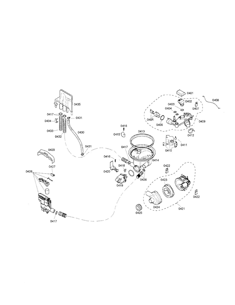 Component Assemblies Diagram and Parts List for SHX36L05UC 21 Bosch Dishwasher