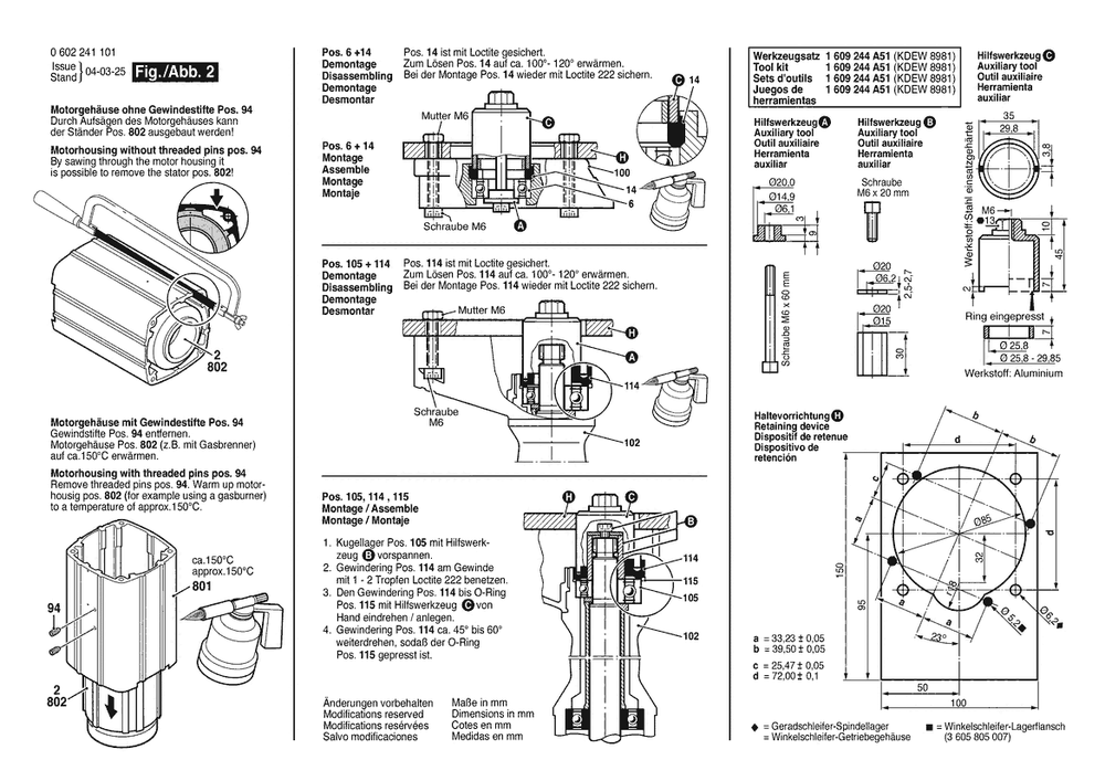 Section 2 Diagram and Parts List for 0602241102  Bosch Sander Grinder