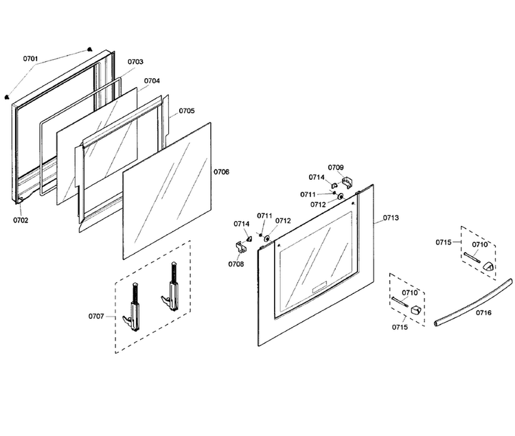 Door Assy Diagram and Parts List for HBL5650UC 04 Bosch Wall Oven